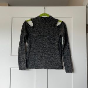 Mock Neck Shoulder Cut Out Top